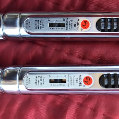 2 Vintage 1960's Electro Voice 676 Dynamic Cardioid Microphones Cables & Clips!! image 5
