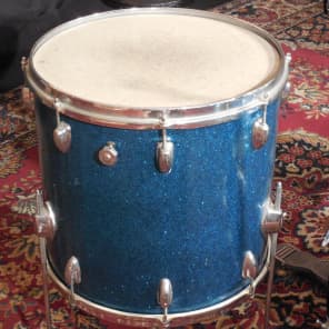 VINTAGE 1960s PEARL 4 pc BLUE SPARKLE DRUM KIT WITH HARDWARE (ALL ORIGINAL) image 3