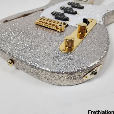 G&L Custom Shop ASAT Z3 Semi-Hollow Guitar Silver Metal Flake 5A 