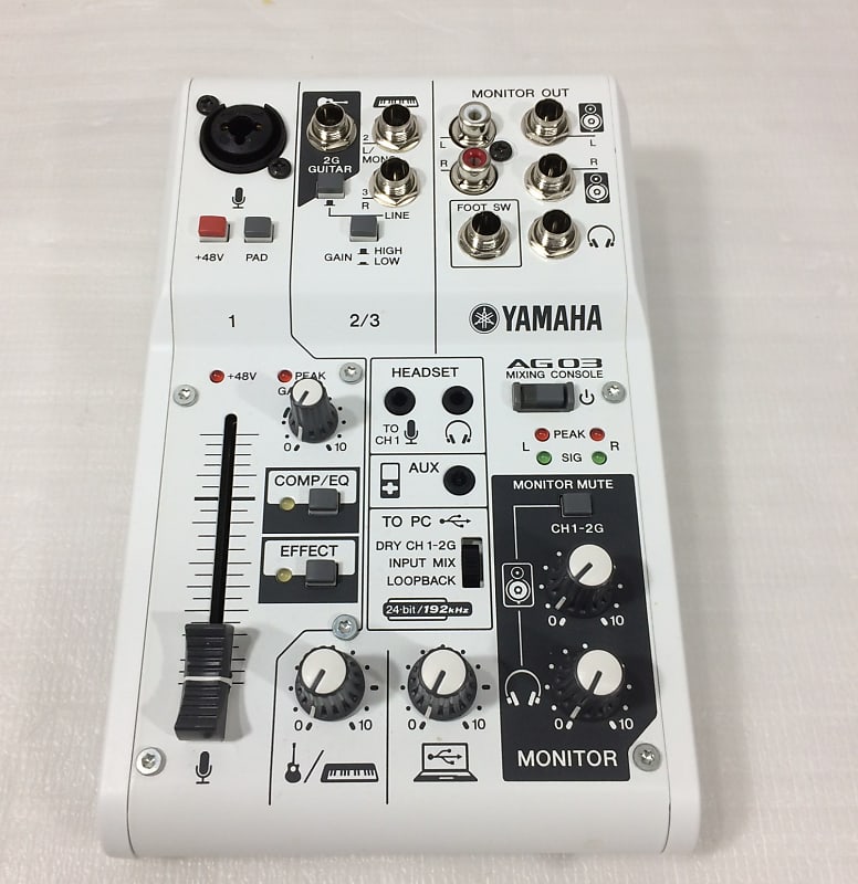 Yamaha AG03MK2 3-Channel Mixer/USB Interface for IOS/Mac/PC, White