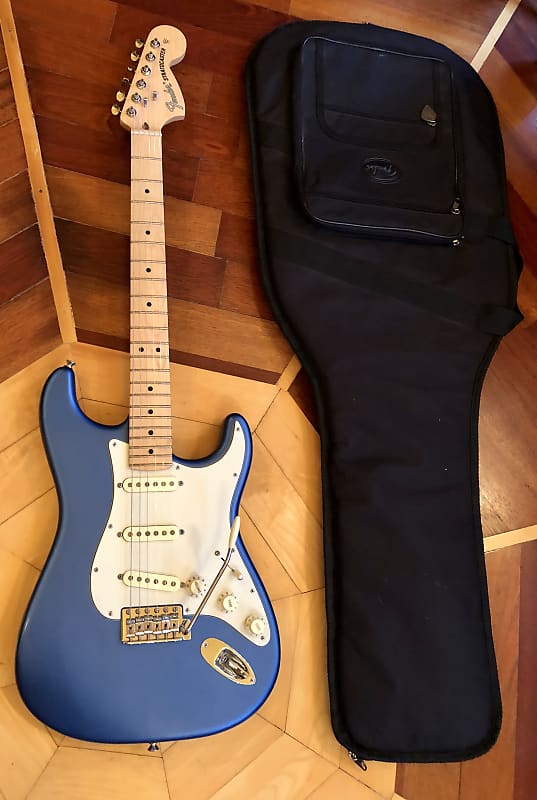 DISPLAY MODEL- Fender American Performer Stratocaster, Satin Lake Placid Blue Maple Neck, w/ Fender padded Gig Bag Case image 1