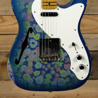 Fender Custom Shop F22 LTD 50s Thinline Relic Aged Blue Floral w/ Case image 2