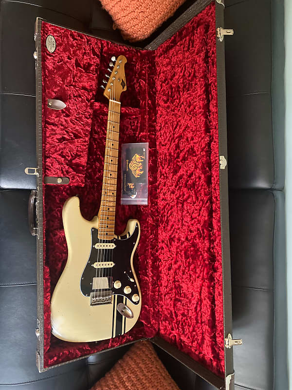 RS Guitarworks Hardtail 2013 Cream with racing stripe Reverb