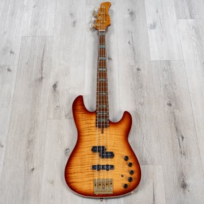 Sire Marcus Miller P10dx 4-String Bass, Roasted Flame Maple Fretboard, Tobacco Sunburst image 3