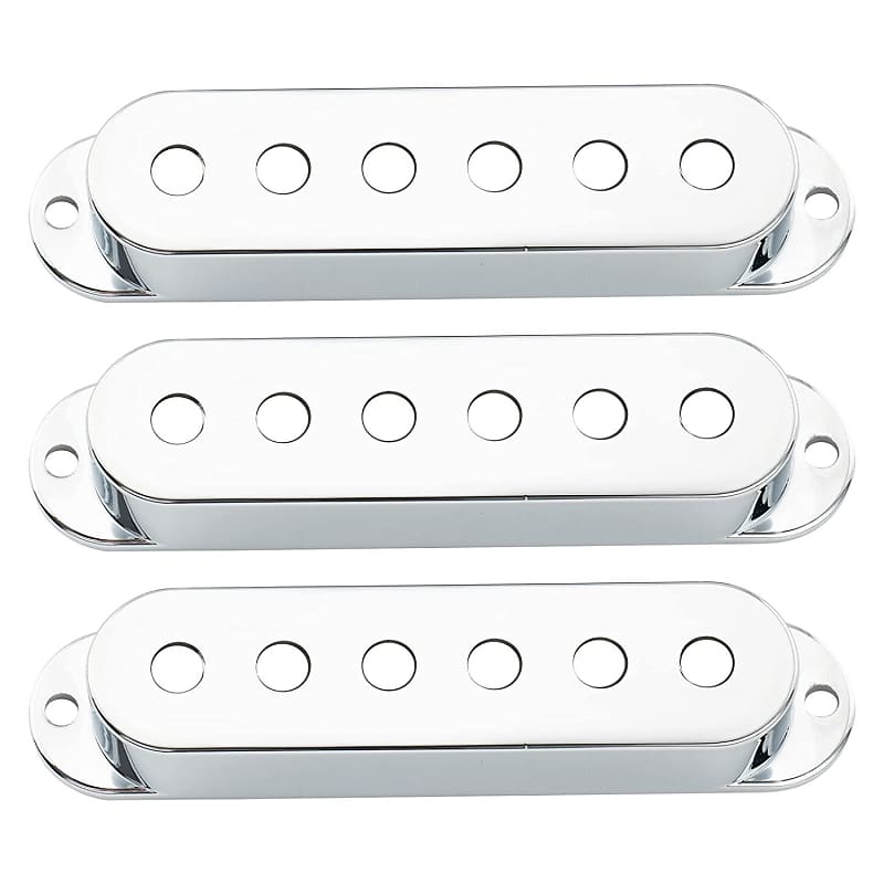 Chrome Pickup Cover Set Stratocaster Strat Single Coil 52MM Reverb