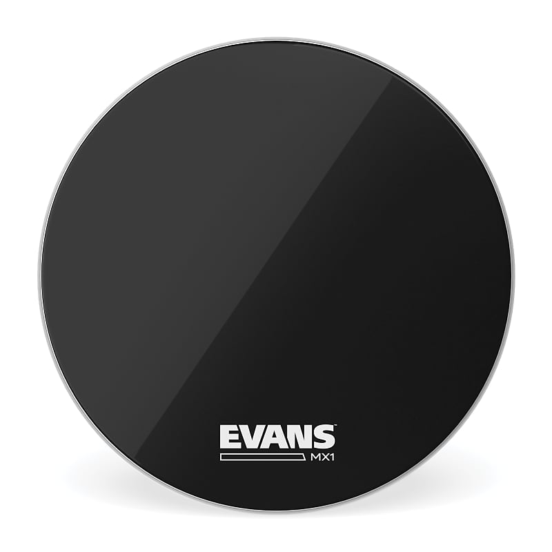 Evans MX1 Black Marching Bass Drum Head, 20 Inch image 1