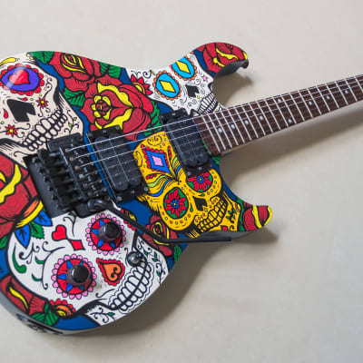 Peavey Predator plus EXP guitar with Sugar Skull Graphic Drawing Painting Artwork image 3