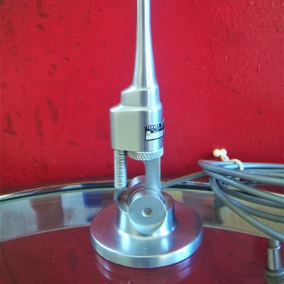 Vintage 1950's Turner 80X crystal microphone Satin Chrome w cable and stand image 6