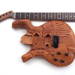 DIY Guitar Kit Parker Project Custom Carved Dove Bird Solid Mahogany Left handed Reverb