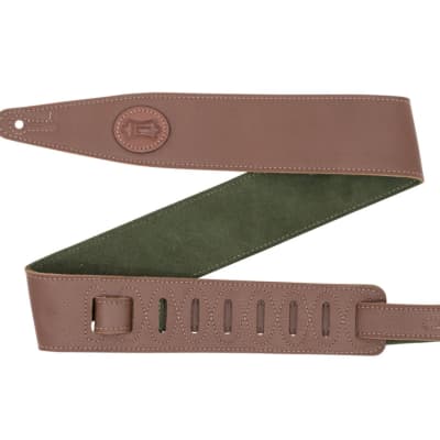Mint Levy's Leathers - MGS80CS-BLK-HNY - Padded Garment Leather Guitar Strap - Brown/Green - 2.5" image 4