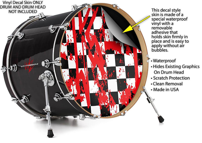 Custom 22 Bass Drum Head Decals Skin Wrap Kick Sticker Vinyl FREE DESIGN