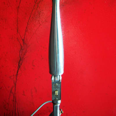 Vintage 1960's Aiwa DM-13 dynamic omni-directional Microphone satin Chrome Hi Z w cable & Atlas LO-2B stand adapter image 3