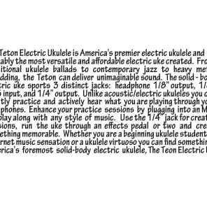 Teton STEU102T Tenor Electric Solid Body Ukulele with jacks for MP3, headphone & amp, satin mahogany image 13