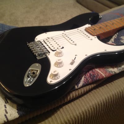 Custom Full Thickness Fender (esque) LV Shop Stratocaster Partscaster in Gloss Black Poly w/ Nitro Roasted Maple Neck image 2