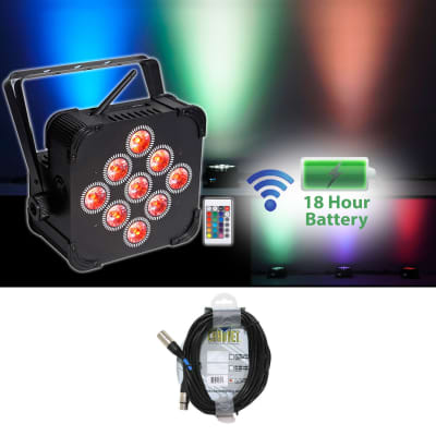 Rockville RGBWA+UV Battery Powered Wireless Wash Par DJ Up Light+Chauvet Cable image 1