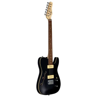 Michael Kelly 59 Thinline Semi-Hollow Electric Guitar (Gloss Black) image 7
