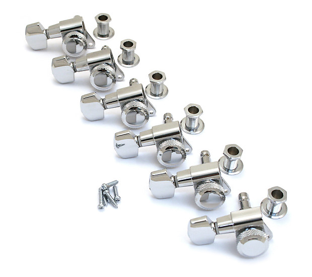Schaller 6 In Line M6 Staggered LOCKING TUNERS Keys CHROME Fender Strat Telecaster