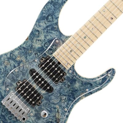 T's Guitars DST-Pro24 Burl Maple Top (Trans Blue Denim) image 4