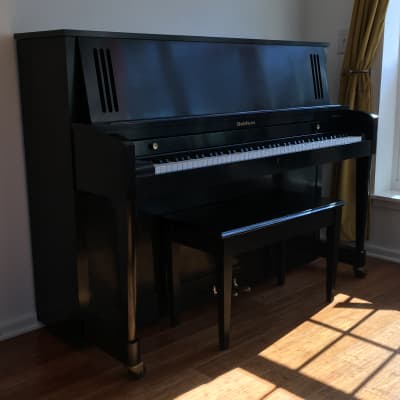 Vintage Made in USA Baldwin 243HP Ebony Black Lacquer Acoustic Upright Studio Piano + Original Bench Key image 11