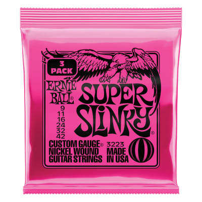 Ernie Ball Super Slinky Nickel Wound Electric Guitar Strings 3-Pack 9-42 Gauge image 1