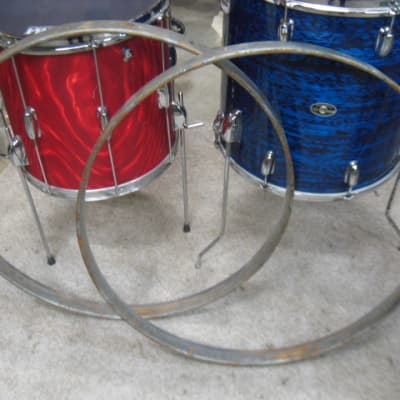 Slingerland/Ludwig?? 2 - 25 1/2" maple bass drum hoops 1920's silver/refin   (321) image 1