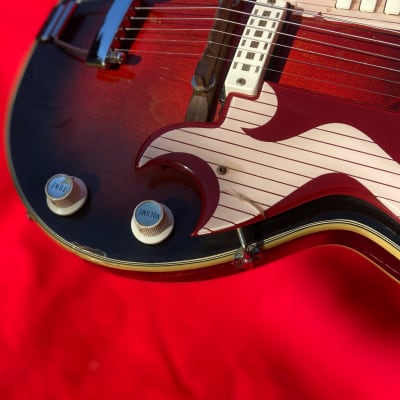 1960's Eko Florentine II Red Burst Electric Guitar Made in Italy image 12