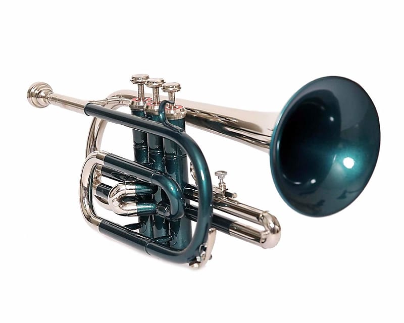 Sai musicals co-55 BRAND New Green Nickel Finish Bb Flat Cornet Trumpet +Free Case+ MP 2022 image 1