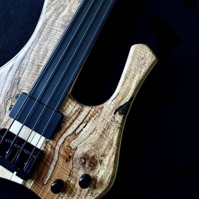 MG bass New Extreman fretless 4 strings bartolini Spalted Maple ebony Hipshot Bridge image 2