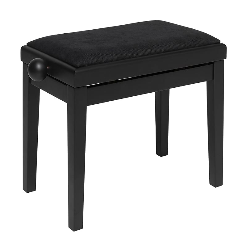 Stagg Matte Black Adjustable Piano Bench with Black Velvet Top - PB06 BKM VBK image 1