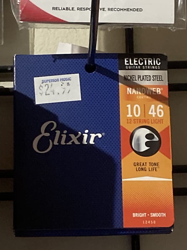 Elixir 12 string electric light gauge strings | Reverb