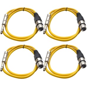 Seismic Audio SATRXL-F2-4YELLOW 1/4" TRS Male to XLR Female Patch Cables - 2' (4-Pack)