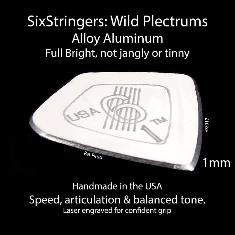 SixStringers Inc. Wild Plectrum Alloy Aluminum 1mm (one pick) THE WARM METAL GUITAR PICK image 1