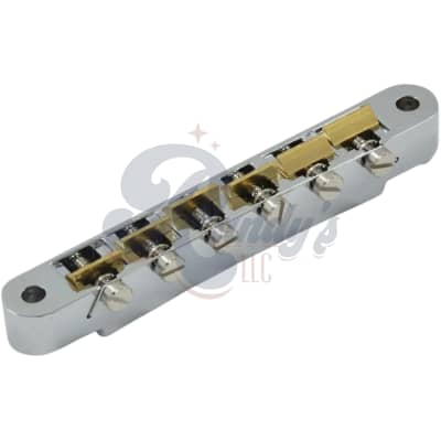 Advanced Plating 1285C (Vintage Series) ABR-1 Bridge w/ Raw Brass Saddles (Wired) - Fits Gibson®-Chrome