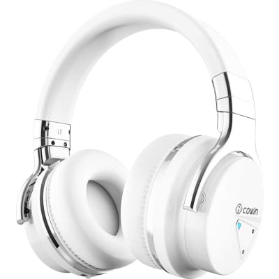 Cowin E7 Active Noise Cancelling Bluetooth Over-Ear Headphones, White + Audio Pack image 3