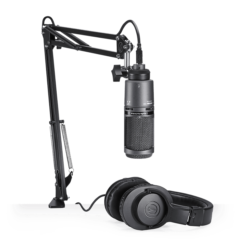 Audio-Technica AT2020USB+PK Podcast Bundle with Headphones and Boom Arm. New with Full Warranty! image 1
