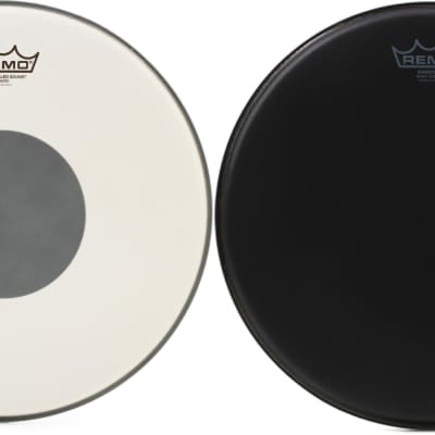 Remo Controlled Sound Coated Drumhead - 14 inch - with Black Dot  Bundle with Remo Emperor Black Suede Drumhead - 14 inch image 1