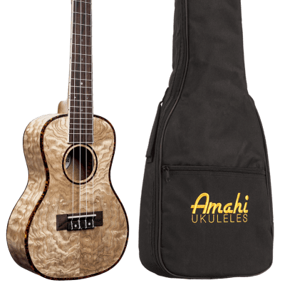 Amahi Classic Quilted Ash Concert Ukulele w/10mm Padded Bag and Leather Pick UK880 image 7