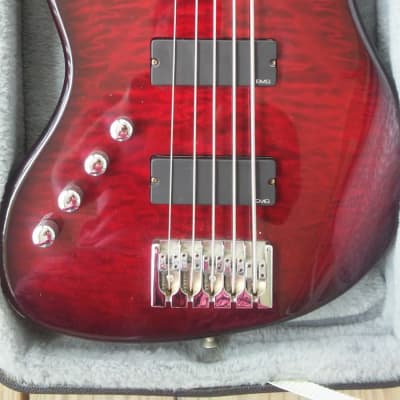 Left Handed Lefty LH Schecter Diamond Series California Custom 5 string  Bass Guitar Black Cherry image 1
