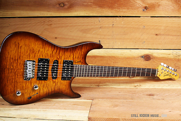 GODIN FREEWAY CLASSIC Beautiful Amber Flame Top Guitar USA Canada Made HSH Bag