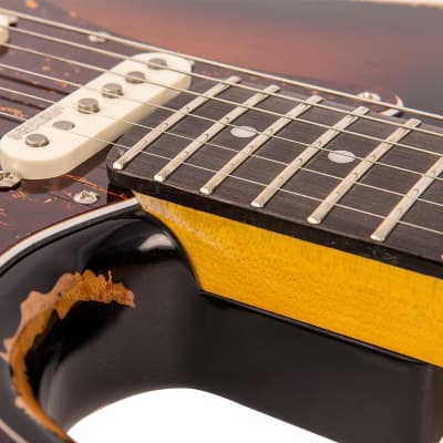 Vintage Vintage V6H ICON HSS Electric Guitar ~ Ultra-Gloss Distressed Sunset Sunburst  V6HMRSSB image 8