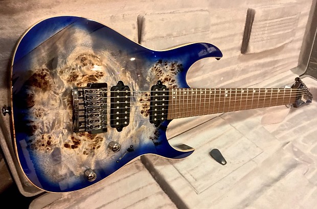 Ibanez RG Premium RG1027PBF CBB Cerulean Blue Burst Burl Top