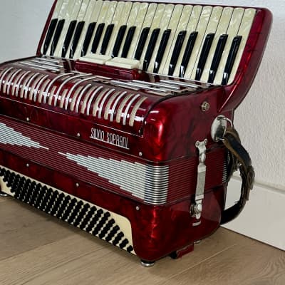 Nice SILVIO SOPRANI Accordion 1960's White & Red Made in Italy 41/120 , Plays Very Well, Support Indie Music ! image 6