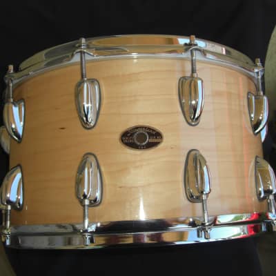 Slingerland 14x8 snare drum 20 lugs, Stick saver hoops 80s/90s - Natural Maple Gloss image 6