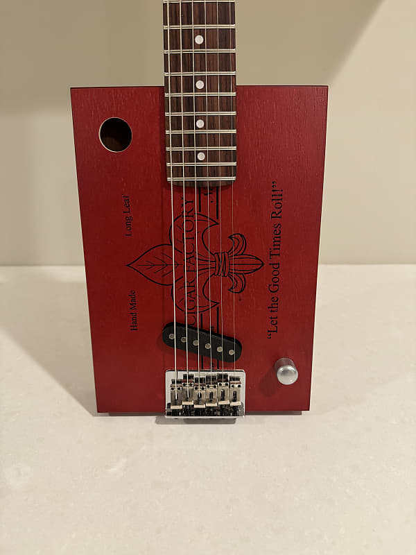 New Orleans 6 String Cigar Box Guitar #1 - Red - Stacked Humbucker - Video image 1