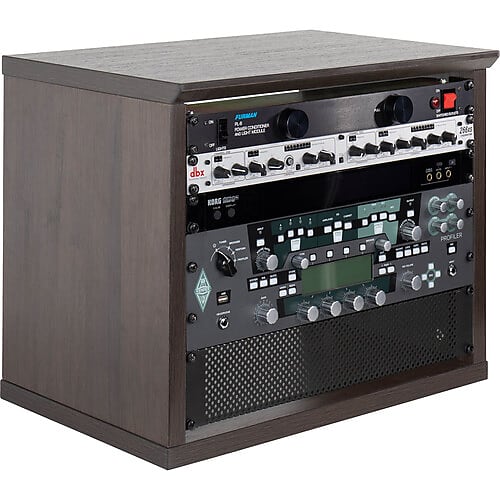 Gator Elite Furniture Series 8U Desktop Studio Rack in Dark Walnut Brown Finish GFW-ELITERK-8U-BRN image 1