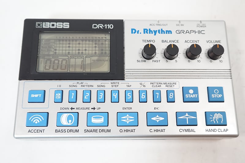 BOSS DR-110 Dr. Rhythm Graphic Analog Drum Machine w/ 100-240V PSU AS-IS