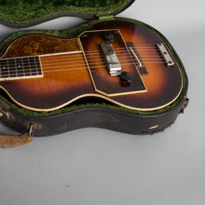 Slingerland  Songster Model 401 Solid Body Electric Guitar (1936), ser. #132, original black hard shell case. image 14