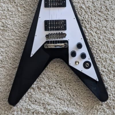 Epiphone Kirk Hammett 79 Flying V Electric Guitar, Ebony Finish with Hard Case