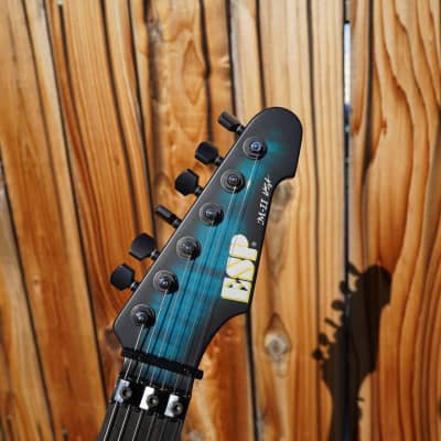 ESP USA M-II FR - Black Aqua Sunburst Satin 6-String Electric Guitar w/ Black Tolex Case (2024) image 5