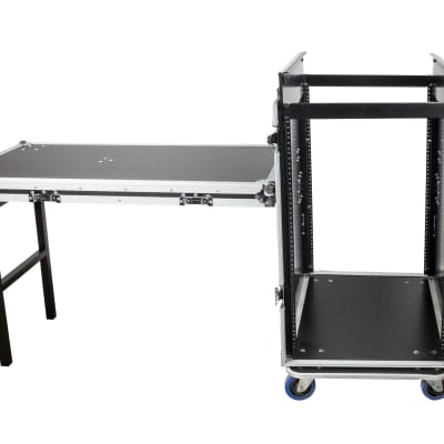 OSP MC14U-16SL 16 Space ATA Mixer/Amp Rack for High-Back Mixing Consoles, 14-Space Rack Depth with Attached Standing Lid Table image 14